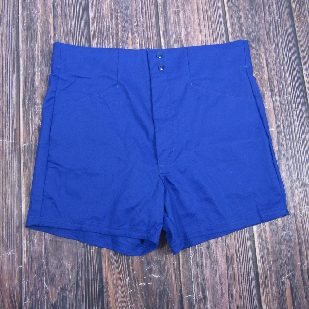 Swingster Mens XL‎ Blue Athletic Chino Shorts 4" Inseam Snap Front USA Summer